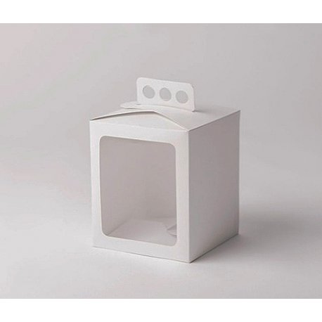 Caja Blanca para Mini Cake / Pan Dulce 1/2 kg. con Visor Superior x1 (14,5 x 14,5 x 17,5 cm.)