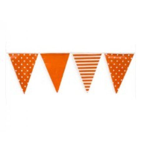 Banderín Plástico Lunares y Rayas 10 metros x 1 - Naranja