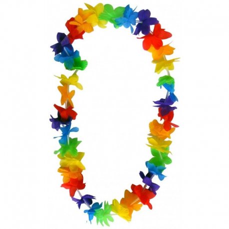 Collar Hawaiano Flores de Tela Multicolor x12