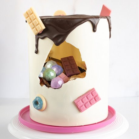 Molde para Chocolate CAKE SORPRESA (Torta Piñata) Parpen x1 (incluye 2 placas) 19 x 24 cm.