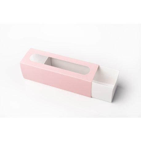 Caja Mediana Para Macarons Linea Colores Con Visor (21,5cm x 5cm x 5cm)