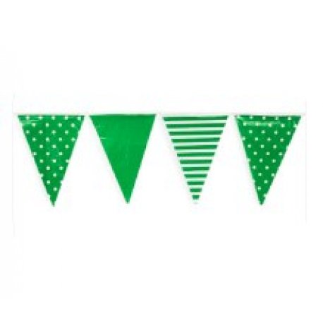 Banderín Plástico Lunares y Rayas 10 metros x 1 - Verde