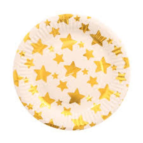 Platos Blanco con Estrellas Doradas 18cm x 10u.