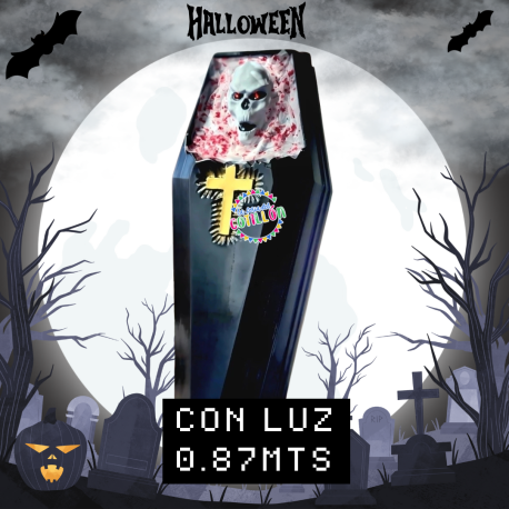 ATAUD HALLOWEEN ESQUELETO HALLOWEEN CON LUZ!! MEDIDAS 87 cm x 37cm x 10cm