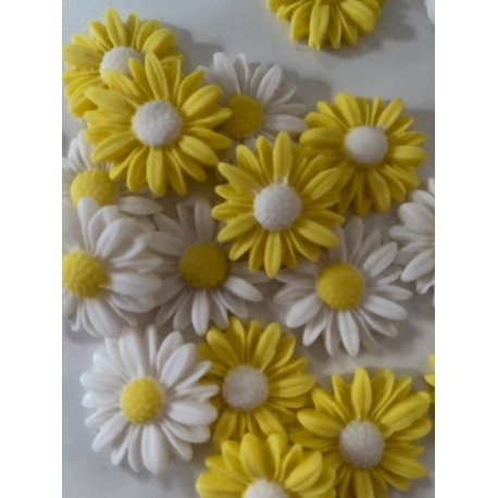 Formas de Pastillaje Comestible x 50 u. - Margaritas Blancas y Amarillas