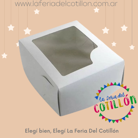 Caja Blanca Tapa con Visor (19 x 19 x 10 cm.)