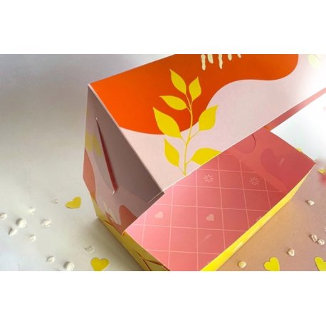 Caja Estampada Diseño Hojas Abstractas con Frase 