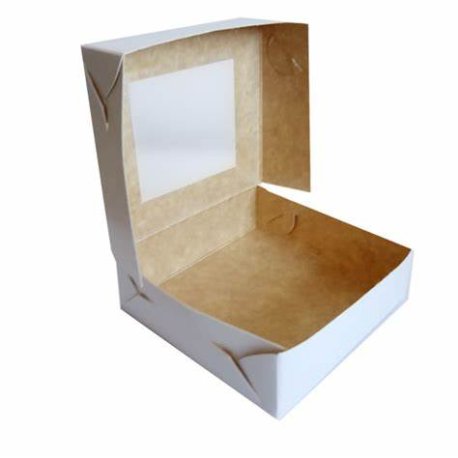 Caja  Cartón Plateada  con Visor x 1 u.  (19cm x 10 cm  )