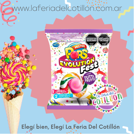 Chupetin Mr Pops Evolution Fest Tutti Frutti x 24 u.