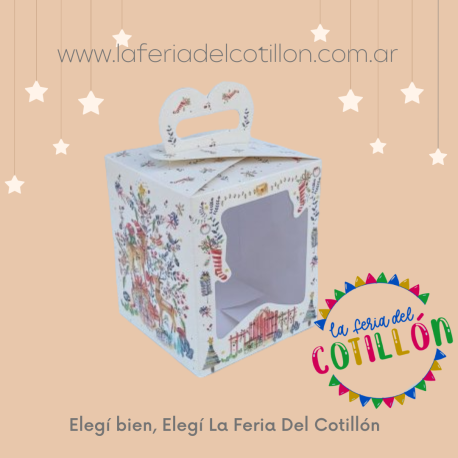 Caja Multiuso Pan Dulce 500 gr. (1/2 kg.) Felices Fiestas Acuarela x1 (16x16x19cm.)