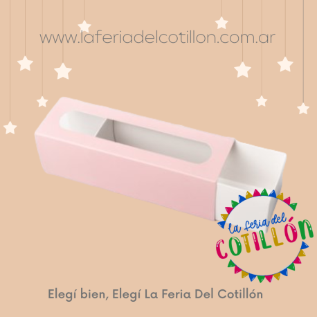 Caja Mediana Para Macarons Blanca Con Visor (16 cm x 5cm x 5cm)