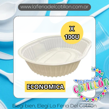 Bandeja Plastica Blanca Eco Nº105 x 100 u. (ovalada)