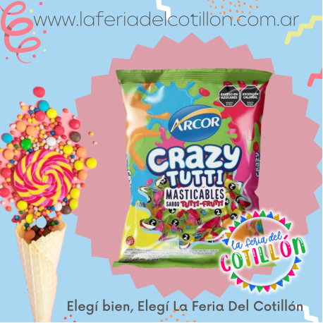 Caramelo Masticable Arcor Crazy x 800 grs