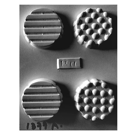 Placa Acetato Molde x1 - Bombones Redondos Grandes con Líneas y Puntos (1377A)