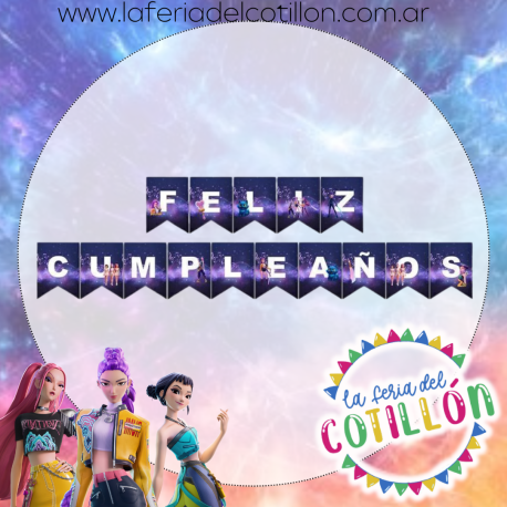 Banderin Feliz Cumple Guerreras K-Pop