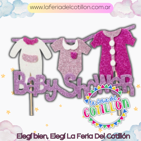 Adorno Pinche Baby Shower Rosa Con Gibre Goma Eva