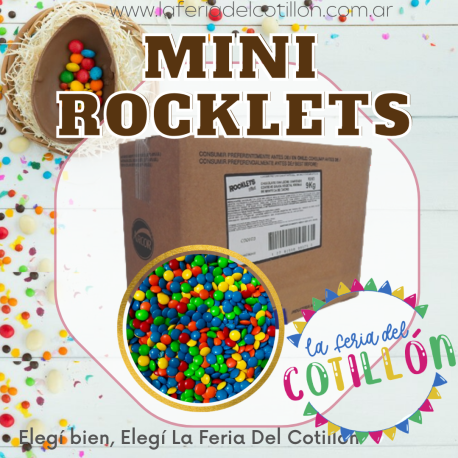 Confites Mini Rocklets de Chocolate Multicolor Caja x 9 kgs.