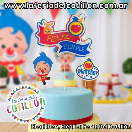 Adorno Cake Topper Pinche Plim Plim 3D x 3 piezas