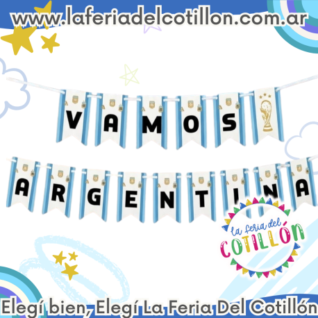 Banderin Carton Vamos Argentina x 2mts