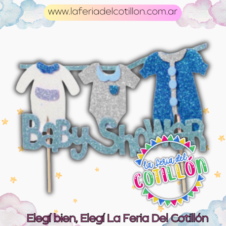 Adorno Pinche Baby Shower Celeste Con Gibre Goma Eva
