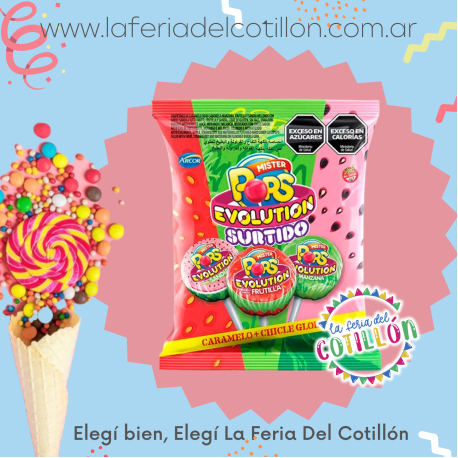 Chupetin Mr Pop Evolution Surtido  x 24 u.