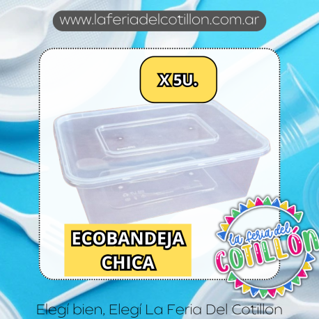 Bandeja Plástica Reutilizable con Tapa 900cc x 5 u.