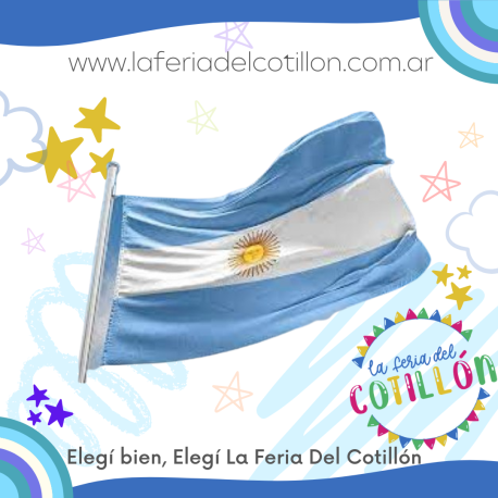 Bandera ARGENTINA de Tela con sol x 1 u.(para mano)