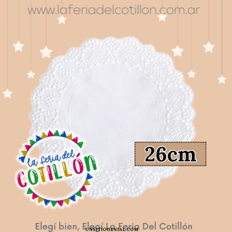Blonda Papel Calada Redonda Blanca 26 cm x 12u