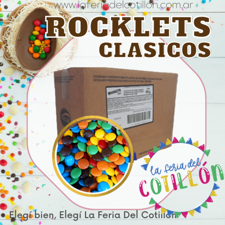 Confites Rocklets de Chocolate Grandes Multicolor Caja x 10 kgs.