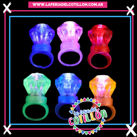Anillo Diamante Led Luminoso Colores Surtidos x 1u.
