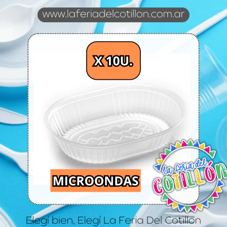 Bandeja Plastica Microonda Nº105 x 10 u. (ovalada 23x17cm)