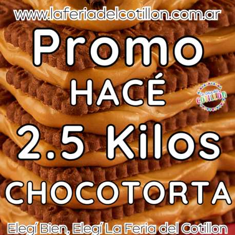  Promo: Hace 2.5 Kilos de Chocotorta. 1kg Galletas de Chocolate, 1 kg Dulce Rosquinense, 1 Queso Crema 290grs, 1 Crema De Leche 200grs, 1 Bandeja MDF 25x35cm