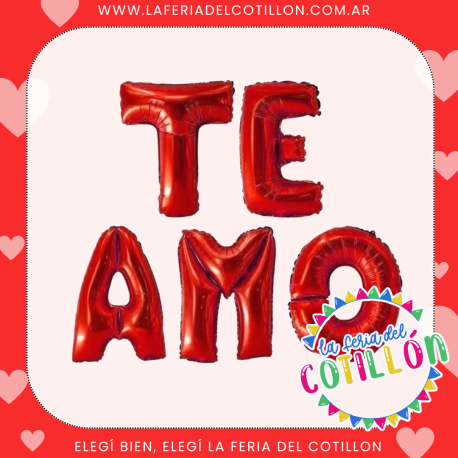 Globo Metalizado Frase Te Amo 16" (40cm aprox)