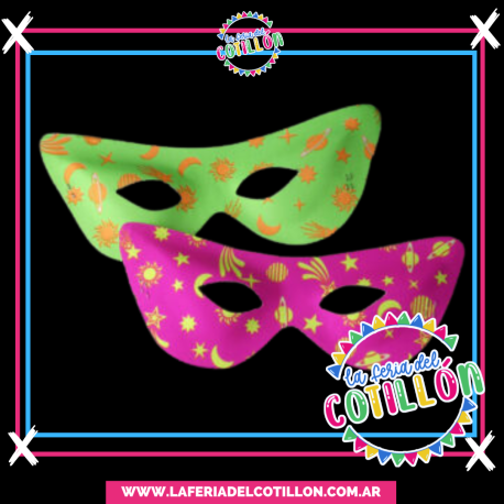 Antifaz Chino Cosmico Fluo x 12 u.