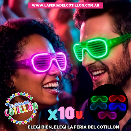 Oferta Anteojo HILO LED Rayado Colores Surtidos x10u.