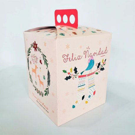Caja para Pan Dulce 1 kg. Diseño Navidad  x1 (17 x 17 x 20 cm.)
