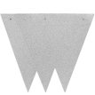 BANDERIN TRIANGULAR GLITTER DX PLATA (16 cm. Ancho x 11 cm. Alto)