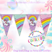 Banderin Triangular Unicornio Arco Iris x 1 u.