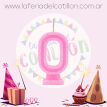 Vela Numerote 9 cm con Brillo Rosa x 1 u.