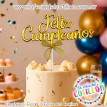 Adorno Cake Topper Metalizado Feliz Cumpleaños 3d x 1u.