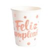 Vaso Blanco Feliz Cumpleaños Rosa (240cm3) x 10u.