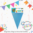 Banderin Triangular Glitter Dx Celeste (16 cm. Ancho x 11 cm. Alto)