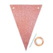 BANDERIN TRIANGULAR GLITTER DX ROSA GOLD (16 cm. Ancho x 11 cm. Alto)