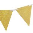 BANDERIN TRIANGULAR GLITTER DX DORADO (16 cm. Ancho x 11 cm. Alto)