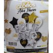 Set 17 Globo Metalizados y Latex Frase Feliz Año x 1u.