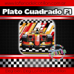 Plato Cuadrado Auto de Carrera x 8 u.