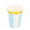 Vaso Rayado Celeste Borde Dorado (240cm3) x 10u.