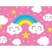 Lámina Comestible Arcoiris y Nubecitas Rosa x 1u