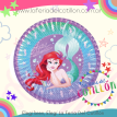 Plato Cartón Princesa Sirena x 8 u.