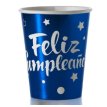 Vaso Cromado Feliz Cumpleaños Azul (240cm3) x 10u.